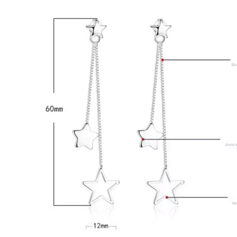 🌟 Sterling Silver 925 Star ⭐️ Earrings - Picture 3 of 3